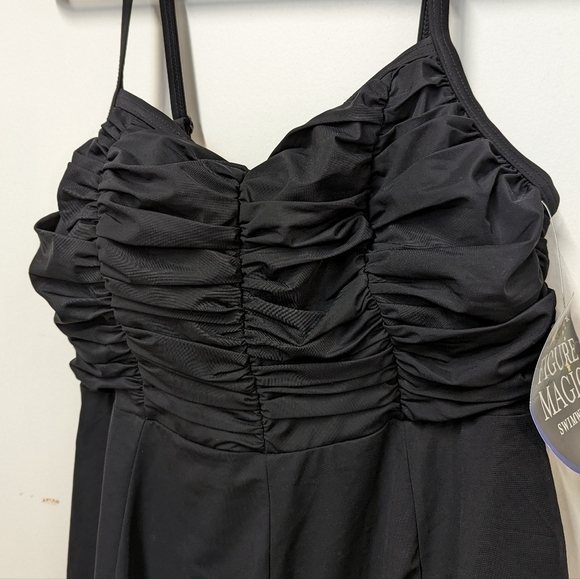 Figure Magic Black Slimming Ruched Swim Dress 12 - Picture 6 of 10